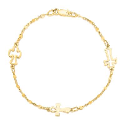14k Yellow Gold Symbolic Cross Bracelet