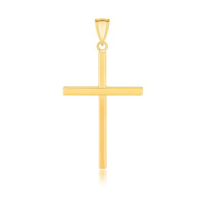 14k Yellow Gold Polished Flat Cross Pendant