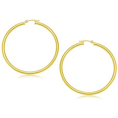 14k Yellow Gold Polished Hoop Earrings (50 mm)
