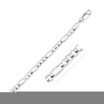 4.6mm 14k White Gold Solid Figaro Chain