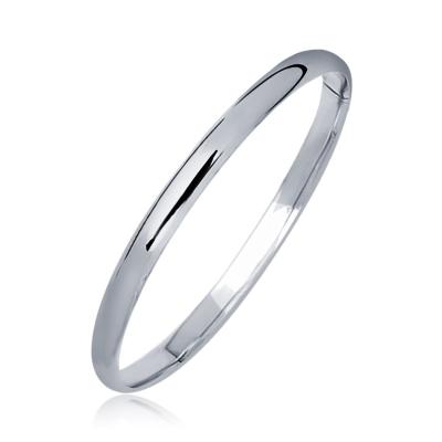 14k White Gold Dome Childrens Bangle with a Polished Finish
