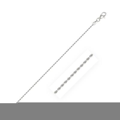 14k White Gold Solid Diamond Cut Rope Chain 1.5mm
