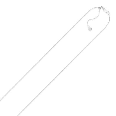 10k White Gold Adjustable Cable Chain 0.9mm