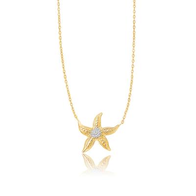 14k Two-Tone Gold Sea Life Starfish Necklace