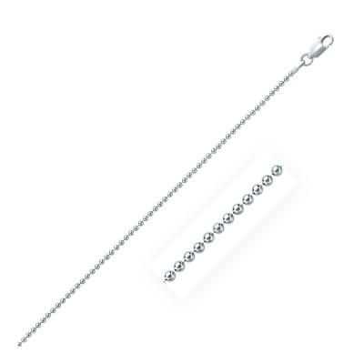 Rhodium Plated 1.8mm Sterling Silver Bead Style Chain