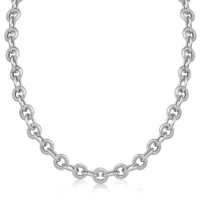 Sterling Silver Round Cable Inspired Chain Link Necklace