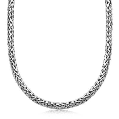 Oxidized Sterling Silver Wheat Style Chain Mens Necklace