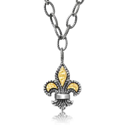 Sterling Silver & 18k Yellow Gold Fleur De List Pendant
