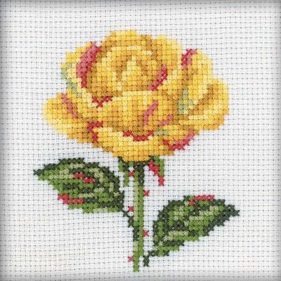 RTO Counted Cross Stitch Kit 4'X4'-Yellow Rose (14 Count)