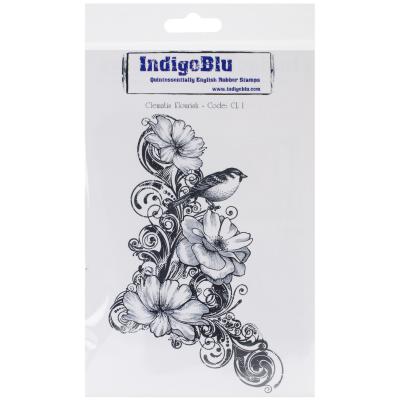 IndigoBlu Cling Mounted Stamp 7'X4.75'-Clematis Flourish