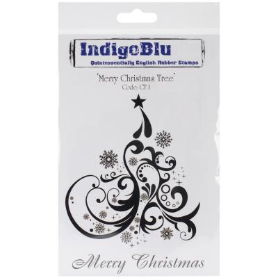 IndigoBlu Cling Mounted Stamp 7'X4.75'-Merry Christmas Tree