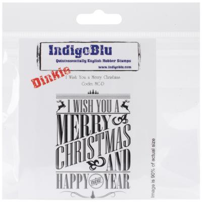 IndigoBlu Cling Mounted Stamp 4'X3'-I Wish You A Merry Christmas - Dinkie