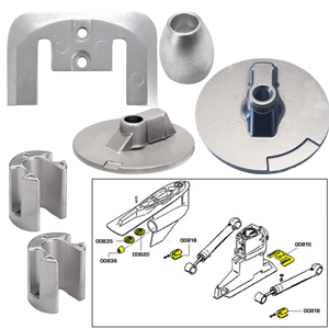 CLOSEOUT - Tecnoseal Anode Kit w/Hardware - Mercury Bravo 3 2004-Present - Aluminum