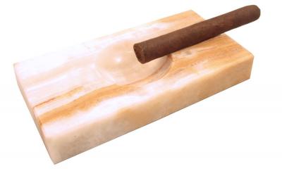 Blanc Onyx Stone Rectangle Cigar Ashtray with 2 Cigar Rests