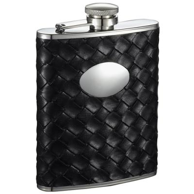 Visol Jacob Black Weave Pattern 6oz Stainless Steel Hip Flask