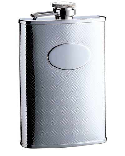 Visol Cross Hatch Matte Engraved Stainless Steel 8 oz. Hip Flask