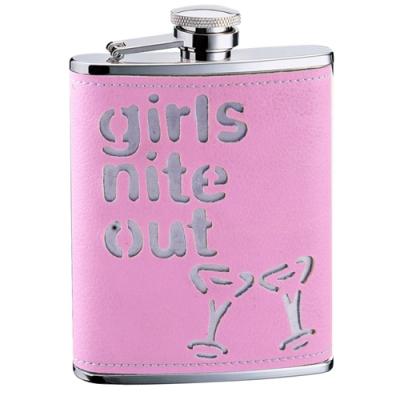 Visol Girls Nite Out Pink Leatherette 6 oz. Hip Flask
