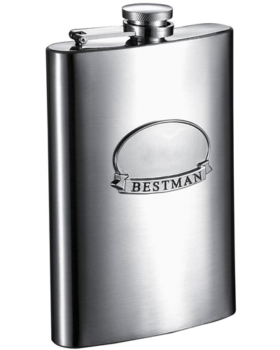 Visol Best Man Ribbon 8 oz Brushed Steel Flask