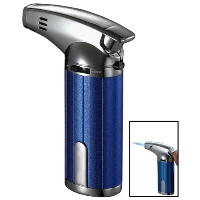 Visol Fiamma Blue and Chrome Mini Wind-Resistant Jet Flame Table Cigar Lighter