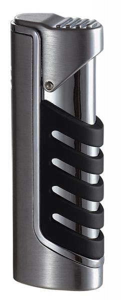 Visol Presa Chrome & Black Wind-Resistant Torch Flame Lighter