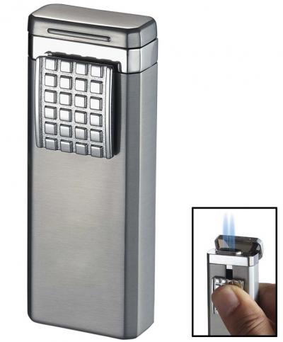 Visol Birati Satin Chrome Double Wind-Resistant Torch Flame Cigar Lighter