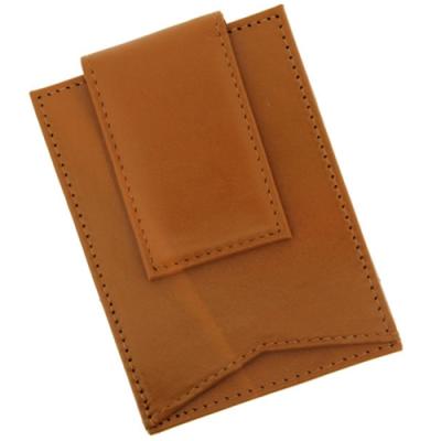 Visol Arkansas Tan Leather Wallet Money Clip - 5 Credit Card Slots
