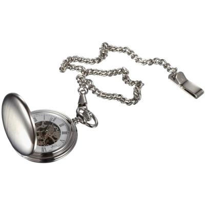 Visol Quinn Brushed Chrome Mechanical Pocket Watch