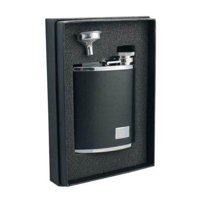 Visol Zen 7oz Black Leatherette Stainless Steel Flask Gift Set