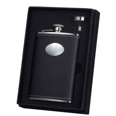 Visol Eclipse Z Black Leather 8oz Flask Gift Set