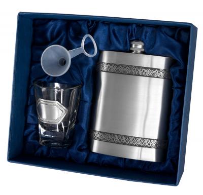 Visol Viking Pewter Hip Flask Gift Set - 6 oz