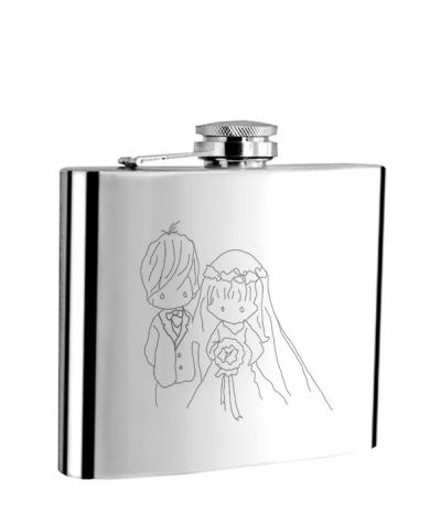 Visol Bride & Groom Wedding me Liquor Flask - 6 oz