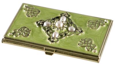 Visol Celeb Green Lacquer with Crystals Womens Business Card Case