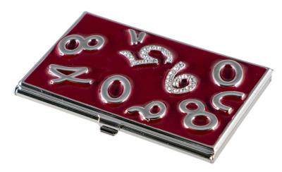 Visol Digits Crystals and Burgundy Lacquer Womens Business Card Case