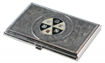 Visol Mahjong Grey Marble Lacquer Womens Business Card Case