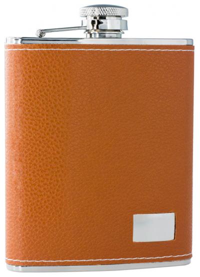 Visol Wrangler Genuine Brown Leather Flask - 6 oz