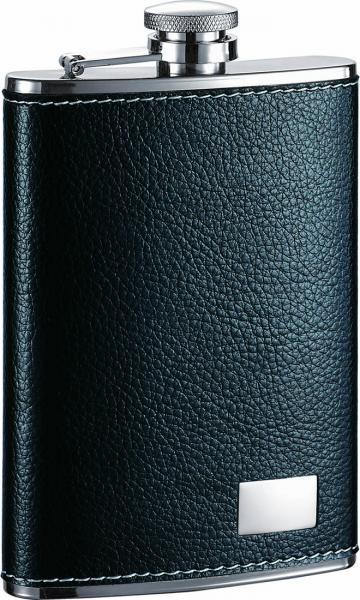Visol Max Black Leather Stainless Steel Flask - 8oz