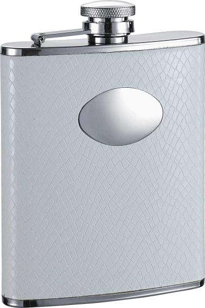 Visol Coverdale White Snakeskin Leatherette Stainless Steel Hip Flask - 6oz