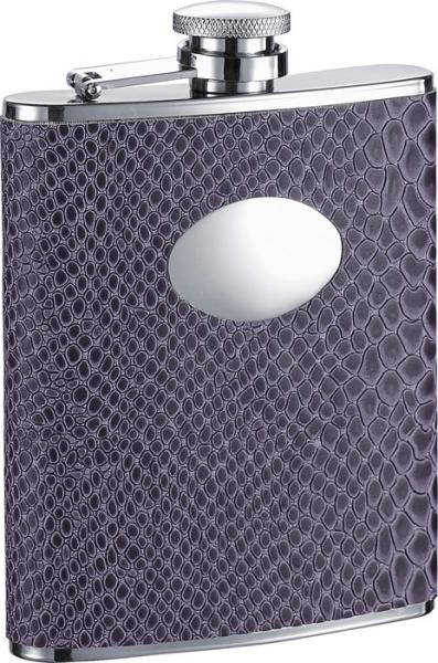 Visol Purple Boa Leatherette Stainless Steel Hip Flask - 6oz