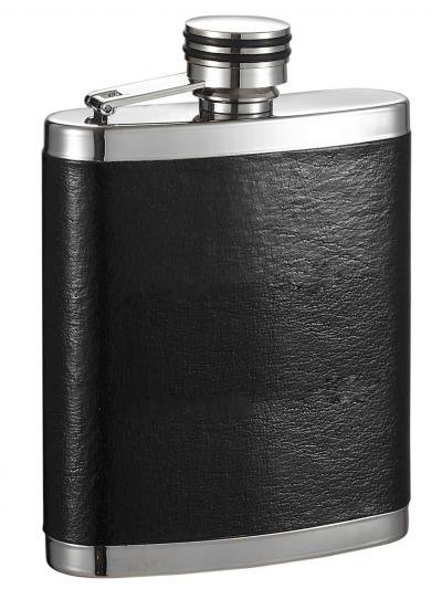 Visol Joey Black Leather Wrapped Liquor Flask - 7 oz