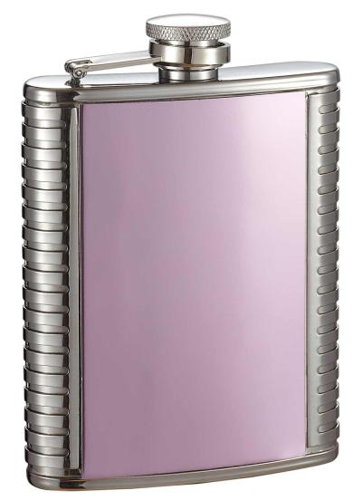 Visol Mika Pink Aluminum Engraving Plate Liquor Flask - 6 oz