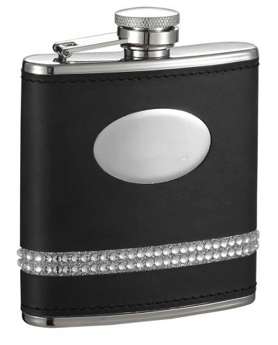 Visol Grace Rhinestone Steel Hip Flask -  5 oz