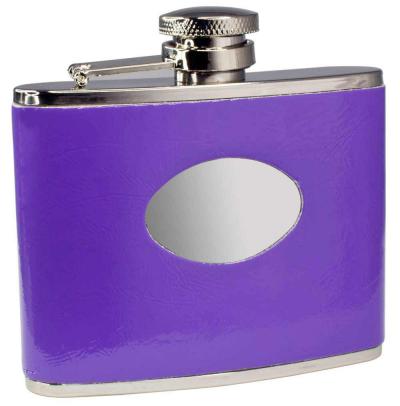 Visol Orchid Purple Leatherette Stainless Steel Hip Flask - 4oz