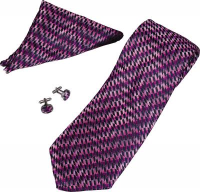 Barry Purple, Pink and  Black Pattern Tie, Cufflinks and Pocket Square Gift Set