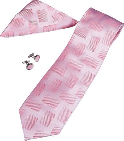Nathan Pink Pattern Tie, Cufflinks and Pocket Square Gift Set