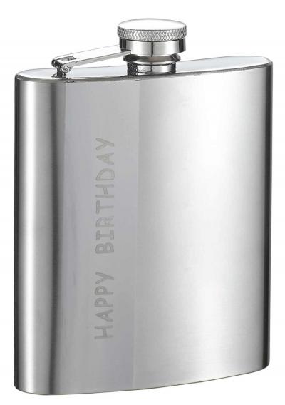 Visol Its Your Birthday Stainless Steel Hip Flask - 8 oz