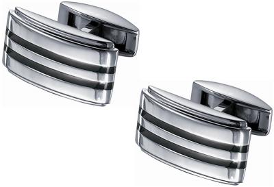 Titanium Cufflinks with Black Stripes