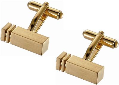 Modern Rectangular Bar Cufflinks in Golden Finish