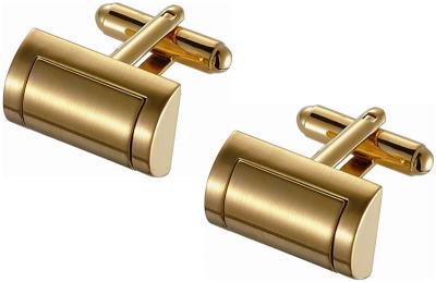 D-Shaped Golden Satin Finish Cufflinks