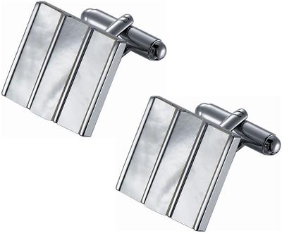 White Mother of Pearl and Rhodium Cufflinks