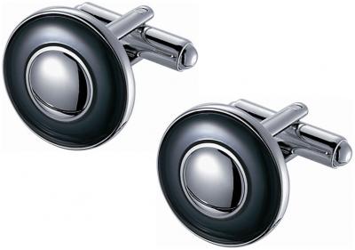 Concentric Circles with Slate Enamel Rhodium Cufflinks